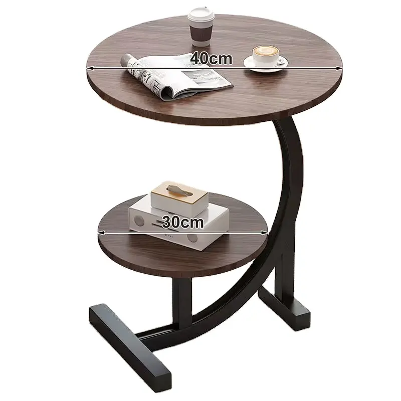 Mesa de té redonda pequeña de doble capa, mesa de centro de mármol de diseño Simple moderno, mesa de té, muebles nórdicos para sala de estar