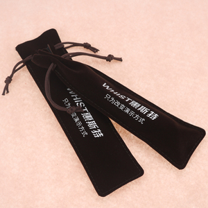 Custom logo Printed Packaging Drawstring Velvet Pen Pouch Bag Black Cover Pen and Notebook Dust Bag - Product Image 4