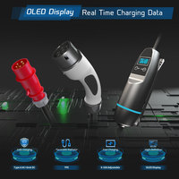 Chargeur de voiture électrique portable Khons Smart EVSE Type 2 16A 3 phases, prise CEE rouge, minuterie, écran LCD, puissance de sortie 11 kW, étanche IP65