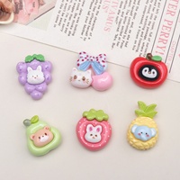 Breloques en résine DIY motif dessin animé, têtes d'animaux et fruits pour pinces à cheveux et coques de téléphone