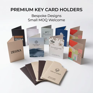 Porte-cartes de clé de chambre pliable en carton premium, avec logo graphique métallique émeraude, couleur intégrale, pour hôtels de luxe - Product Image 3
