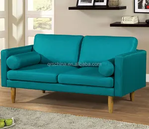 Mobiliário tecido verde sala pequena sofá