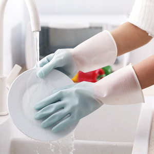 Guantes duraderos para lavar platos, herramienta de limpieza de cocina para el hogar, de goma impermeable y gruesa, para tareas domésticas y lavandería, translúcidos - Product Image 1