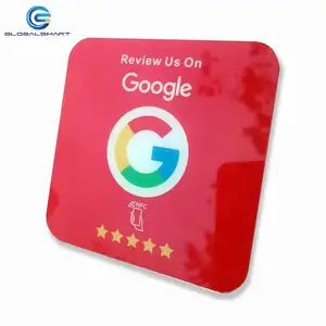 Customized Printed Acrylic Nfc Google Review Plate Sign Stickers Ntag213 QR Code Social Media NFC Plate