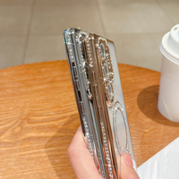 Coque de luxe électroplaquée avec paillettes et diamants pour Samsung 25 Ultra, compatible avec Galaxy S24 S23 Plus, avec fonction de charge magnétique sans fil