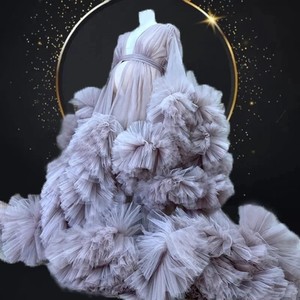 <span class=keywords><strong>Vestaglia</strong></span> Lunga in Tulle con Volant per Sposa in Gravidanza, Sexy <span class=keywords><strong>Camicia</strong></span> <span class=keywords><strong>da</strong></span> <span class=keywords><strong>Notte</strong></span> Multicolore in Maglia per Maternità, per Matrimoni o Servizi Fotografici - Product Image 6