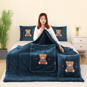 Épaissie <span class=keywords><strong>et</strong></span> polaire coussin couette canapé multifonctionnel en peluche en peluche confortable couverture brodée douce - Product Image 1