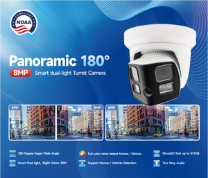 Cámara POE Exterior Inteligente con Visión Panorámica de 8MP, Doble Lente, Vista Amplia de 180 Grados, Detección de Cuerpo Humano por IA, Visión en Color y Audio Bidireccional - Product Image 2