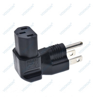 Adaptateur d'alimentation 3 broches à 90 degrés, adaptateur d'alimentation pour ordinateur NEMA 5-15P à angle ascendant vers IEC 320 C13 femelle 10A / 125V