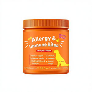 Suplemento Inmunológico y Antialérgico para Mascotas del Fabricante OEM, Allergy Immune Bites, 90 Unidades, Masticables Blandos con Sabor a Salmón - Product Image 1