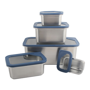 Ensemble de contenants alimentaires hermétiques en acier inoxydable à prix d'usine avec couvercle en silicone à fenêtre transparente, carrés, pour la conservation des aliments frais - Product Image 5