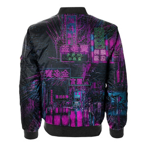 <b>Men</b> <b>Thin</b> Breathable Stand Collar Front Logo Winter Bomber <b>Jacket</b> with Custom Sublimation Design - Product Image 2