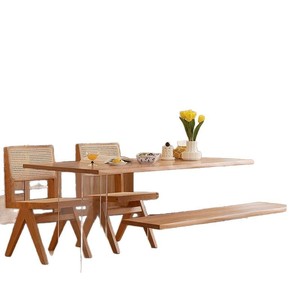 Mesa de comedor de madera de pino con patas de acrílico, estilo minimalista para el hogar u oficina - Product Image 4