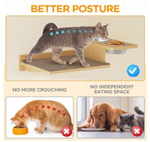 Benutzer definierte Katzen wandre gale Holz möbel mit 3 Schritten Klettern Katzen futter regal mit 2 Katzenfutter schalen Feeder Bett Wand montage - Product Image 5