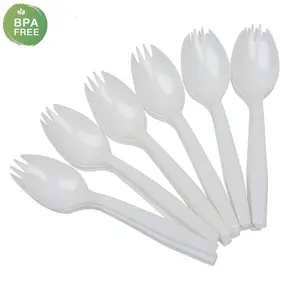 Econewleaf Hoge Kwaliteit Zware Gewicht Wegwerp Salade Spork Extra Lange Handvat Eco Vriend Reizen Spork