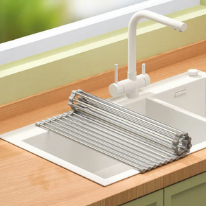 Meilleures ventes : Égouttoir de cuisine pliable carré en acier inoxydable, taille L, pour bols, assiettes et fruits, sous marque privée - Product Image 1