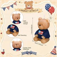 Lot de 3 bougies d'anniversaire motif drapeau américain en forme d'ours pour cupcakes, idéales pour baby shower et fêtes d'anniversaire - Matériau en cire