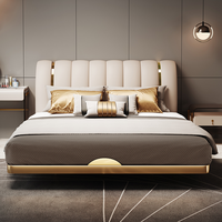 Hot New Design Luxus King Size Bett rahmen Hochwertige moderne Holzbett Set mit Tufted Feature LED für Home Apartment Schlafzimmer