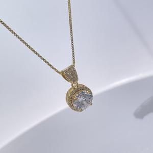 Collar con Colgante Redondo Chapado en Oro con Halo de Tianyu Gems para Mujer, con Incrustaciones de Piedras Preciosas, Cadena Delicada, Joyería de Moda - Product Image 2