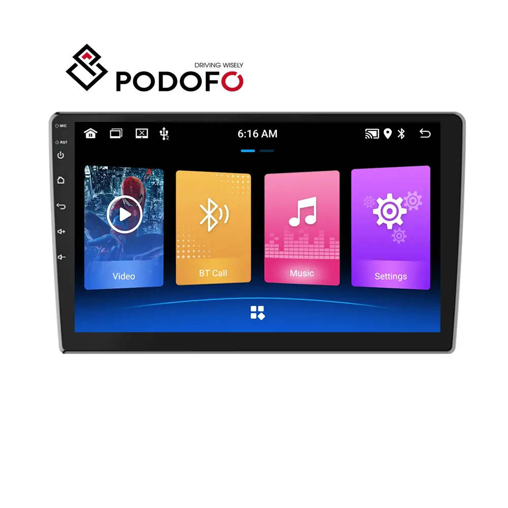 Podofo Android 10.0 2+32GB Double Din 9'' Car Stereo Radio 2.5D Touch Screen Car MP5 Player BT WIFI GPS FM RDS