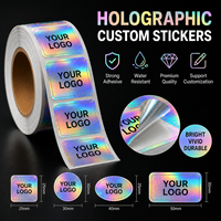 Étiquettes de produits holographiques personnalisées en rouleau, autocollants rectangulaires avec logo pour l'emballage et l'expédition des petites entreprises, sceau de marque OEM ODM