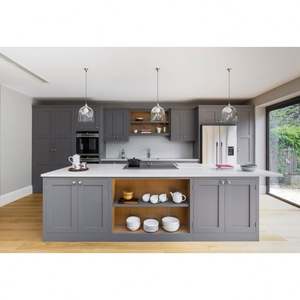 Meubles modulaires modernes fabriqués directement en usine, armoire en bois, design shaker blanc, armoires de cuisine grises pour appartement - Product Image 1