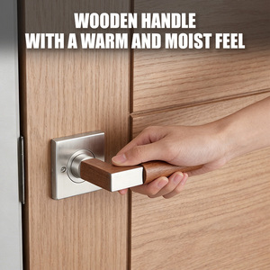 Modern Luxury Wood Grain <b>Door</b> <b>Handle</b> Lever Square Rosette Brushed Satin <b>Internal</b> Room Wooden <b>Door</b> Locksets Hardware - Product Image 3