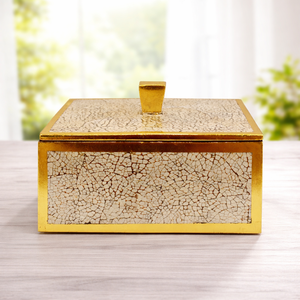Caja de Laca Craquelada Hecha a Mano de Primera Calidad con Detalles en Oro, Organizador de Almacenamiento para Joyas y Recuerdos, Decoración Elegante para el Hogar - Product Image 1