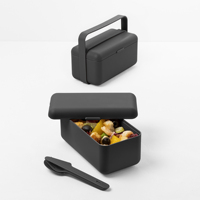 2025 Amerikaanse stijl zwarte polypropyleen lunchbox van hoge kwaliteit met één compartiment