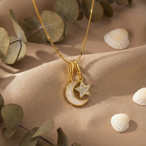 Fashionable New Moon Star Necklace Non Fading Collarbone Chain Elegant Modern Jewelry For Women Daily Wear <b>Accessory</b> - Product Image 2