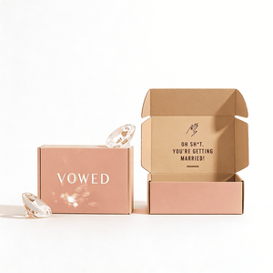 Caja de Joyería Suave Color Durazno Personalizada con Logotipo de Marca y Mensaje con Temática de Boda Impreso para Artículos de Regalo de Compromiso y Nupcial - Product Image 3