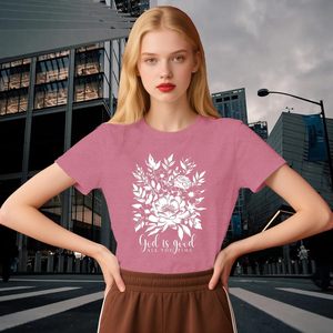 Camiseta sin mangas <span class=keywords><strong>para</strong></span> <span class=keywords><strong>mujer</strong></span> con estampado floral y versículo bíblico de Dios es bueno, diseño cristiano y adorable - Product Image 5