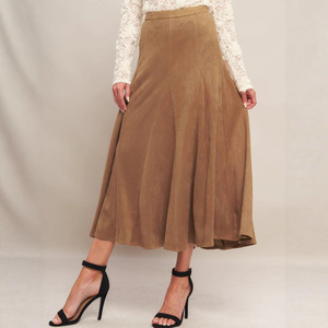 Falda de Gamuza a la Moda, de Longitud Media, Otoño e <span class=keywords><strong>Invierno</strong></span>, Nueva, Versátil, de Cintura Alta, Estiliza, Corte en A - Product Image 3