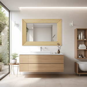 Miroir mural en bambou naturel, miroir rectangulaire suspendu, cadre texturé, miroir décoratif pour salon, chambre à coucher - Product Image 6