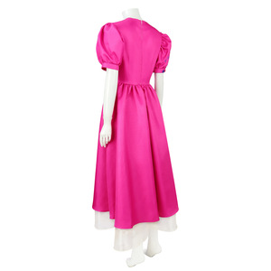 Vestido Midi Rosa Intenso con Mangas Abullonadas para Mujer, Vestido Largo con Estampado Abstracto Colorido, <span class=keywords><strong>Disfraz</strong></span> Elegante para Halloween, Carnaval, Fiesta de Disfraces - Product Image 4