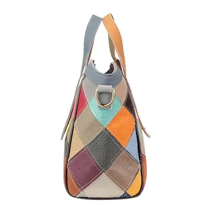 AndoBag Sacs à poignée supérieure en cuir véritable, sac à bandoulière à carreaux de couleur, sac à main décontracté à la mode <span class=keywords><strong>1822</strong></span> - Product Image 4