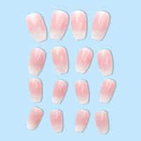 Faux ongles ballerine ombrés français, dégradé blanc, forme cercueil, vente en gros, fournisseur d'ongles