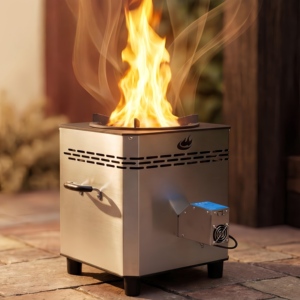 Stufa a Legna ad Alta Efficienza in Acciaio Inox per Interni/Esterni, Design Ecologico e Durevole, Installazione Autoportante, Garanzia 3 Anni - Product Image 1