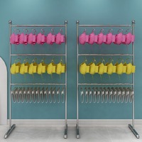 Soporte de exhibición de publicidad acrílico moderno con Estantes de metal ajustables para ropa interior/sujetador estante de exhibición de Isla de pie