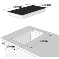 Kompor Listrik Keramik 2 Tungku 30cm Terpasang, 3000W, 9 Tingkat Daya, Timer 99 Menit, Pengunci Keamanan Anak