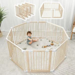 Corral de juegos de madera para bebés Comiycubs, tamaño personalizable, con piso de seguridad, para uso doméstico. - Product Image 1