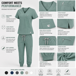 Women's <b>Scrubs</b> <b>Uniform</b> Set 4 Way Stretch Lightweight Breathable Moisture Wicking Nursing Medical <b>Uniforms</b> Custom Logo - Product Image 2