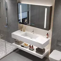 חדש OEM שירות Sintered אבן אמבטיה יהירות השיש אגן אמבטיה LED מראה אחסון ארונות
