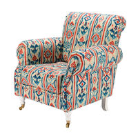 Chaise de luxe de style français rétro médiéval, modèle Tigre, en coton et lin, dossier haut, avec pieds en bois, pour chambre, balcon, maison, style campagnard américain