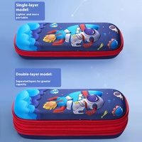 Estuche de Lápices de Cuero de Doble Capa 3D de Gran Capacidad con Cierre de Cremallera, Diseño Novedoso para Niños y Niñas de Primaria