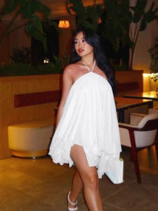 Vestido de Mujer Estilo Francés, Elegante, Línea A, Veraniego, Temperamental, Moderno y de Alta Gama, Falda con Tirantes - Product Image 5