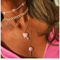 Promotion Collier chaîne cubaine en micro-pavé CZ arc-en-ciel néon émaillé pour femmes pour les anniversaires et les cérémonies religieuses hindoues