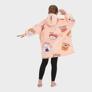 Fábrica promocional invierno cálido Sherpa polar diseños personalizados cómodo de gran tamaño usable con capucha manta para niños - Product Image 2