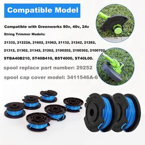 Bobines de fil de rechange pour débroussailleuse 29252, bobines de fil de débroussailleuse 0,065 pouce 16 pieds compatibles avec <span class=keywords><strong>Greenworks</strong></span> - Product Image 2