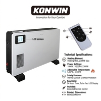 KONWIN — chauffage convexe électrique Portable, ventilateur turbo à écran LCD, avec minuterie de 24 heures DL09L 2300W